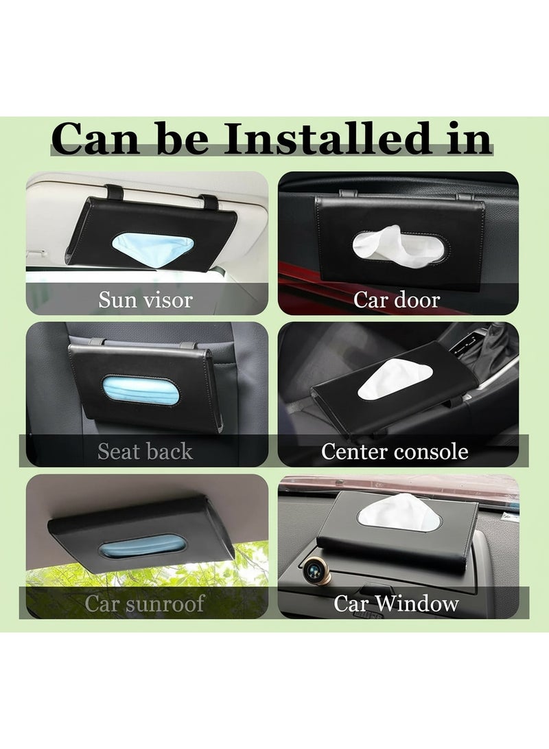 Dunekart PU Leather Car Tissue Box Cover, Premium Visor Backseat Napkin Holder Dispenser, Elegant Auto Interior Accessory Organizer - Black (1 Pc) - Image 3